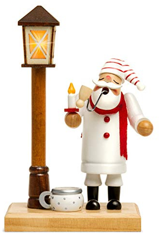 SIKORA RM-A-Laterne Holz Räuchermännchen mit batteriebetriebener Beleuchtung Räucherfigur Deko, Farbe/Modell:A04 Schlafwandler mit LED Laterne, Höhe in cm:Höhe ca. 18.5 cm
