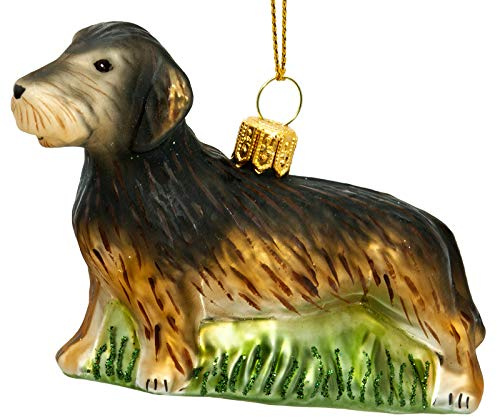 SIKORA Rauhaar Dackel besondere Weihnachtskugel Glas Christbaumschmuck Deko Figur Weihnachten Anhänger Ornament - Meisterstücke - BS724