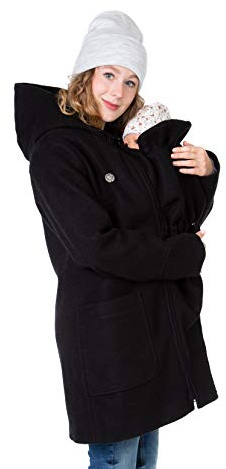 Viva la Mama - 3in1 Wintermantel Babytragen Tragejacke Winter Umstandsmantel warm - VALENTIN - schwarz - M