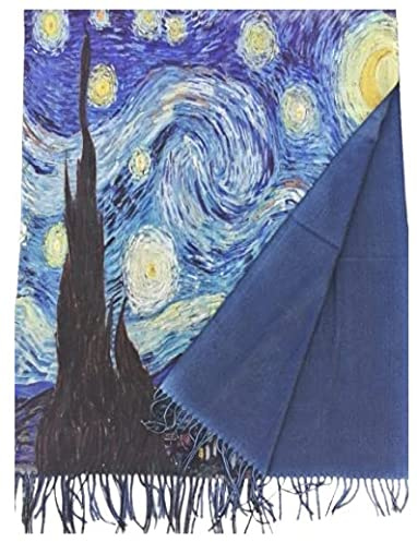Viskos halsduk gåva kvinna födelsedag jul konst mode stola scarf pashmina Van Gogh Starry Night Shoulder Cover, Flerfärgad, one size