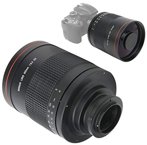 Lente Teleobjetivo Espejo, 900mm F8.0 Enfoque Manual Lente Teleobjetivo Zoom con Anillo Adaptador para Cámara SLR para con Montaje AI, para Observación de Aves en Paisaje