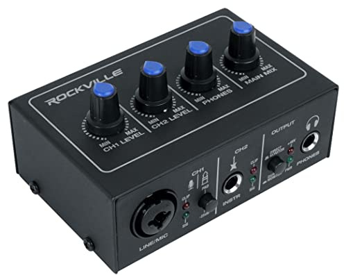 Rockville ROCK-U MINI 2x2 USB Audio Interface, 24 Bit 192kHz, Phantom Power, Bus-Powered, for Home Studio Recording and Podcasting