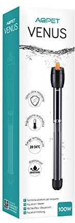 AQPET Venus Splittersäker glasakvarievärmare justerbar termostat, 100 W, längd 26 cm