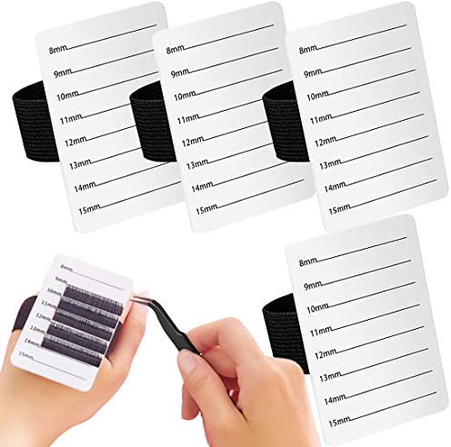 4 Stücke Wimpern Verlängerung Hand Palette Wimpern Halter Wimpern Werkzeug Palette mit Verstellbarem Armband Schalen Streifen Palette Einheitsgröße (8-15 mm Muster)