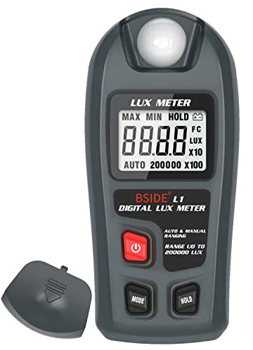 BSIDE Digital Illuminance Light Meter Lux Tester Luxmeter, 0-200.000 Lux Handheld Environment Luminometer Photometer for Photography Garden Film Indoor Classroom Plants LED Grow Light
