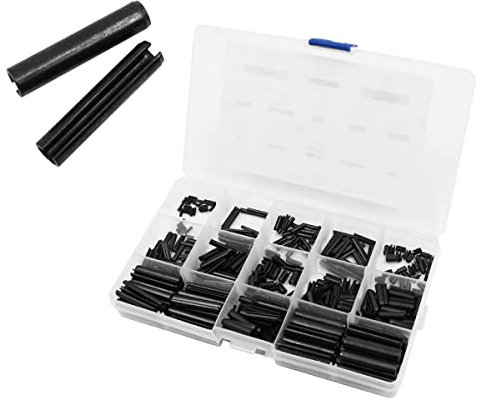 NUZAMAS Assortiment de 390 goupilles à ressort fendues en acier - Assortiment de goupilles à ressort fendues - Assortiment de quincaillerie en métal - Tailles mixtes M1,5 M2 M2,5 M3 M4 M5 M6