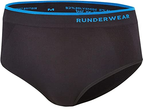 Runderwear Womens Running Hipster – Low Rise Running Underwear for Women, Seamless, Moisture Wicking, Anti-Chafe Hipster Briefs, Sports Underwear Black