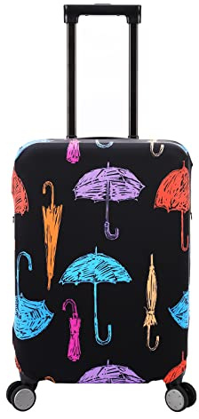 DEMPROS Travel Luggage Cover Protector Anti Scratch Dust Proof Suitcase Cover Fits 18-22 Inch Luggage (S, Black,Umbrella)