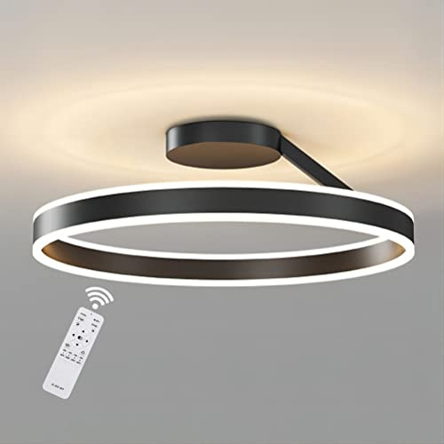 Modern Deckenlampe 68W Dimmbar LED Deckenleuchte Wohnzimmer Schwarz Wohnzimmerlampe Schlafzimmerlampe Ringen Deckenbeleuchtung Lampen für Schlafzimmer Arbeitszimmer Küchen Restaurant Esszimmer, 60CM