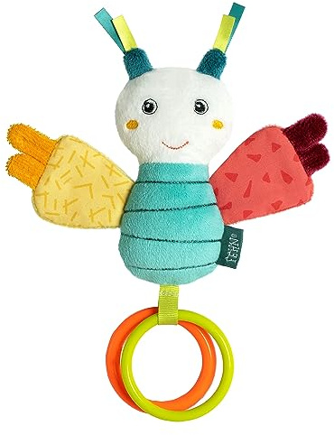 Fehn Mini-Schmetterling – Activity Greifling mit Rassel, Quietsche, Raschelpapier – Baby Spielzeug fördert spielerisch Sinne & Motorik – Spieltier für Babys und Kleinkinder ab 0+ Monaten