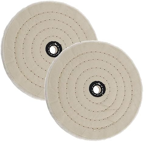 WEDAMOO Polishing Disc, 150 mm, Pack of 2, Cotton, White, 50 Layers, 12.7 mm Axle Hole, For Grinding Stand, Drill, Jewellery, Glass, Metal, Wood, Polishing