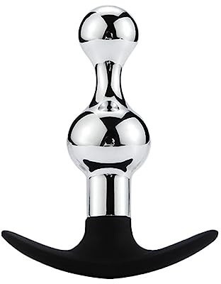 Metall Analplug Beads mit Weich Silikon T-Griff Basis, Anal Beads Butt Plug Klein Medium Groß Kugeln Anal Kette Analplug Sex Spielzeug für Männer Frauen Paare Anfänger (S)