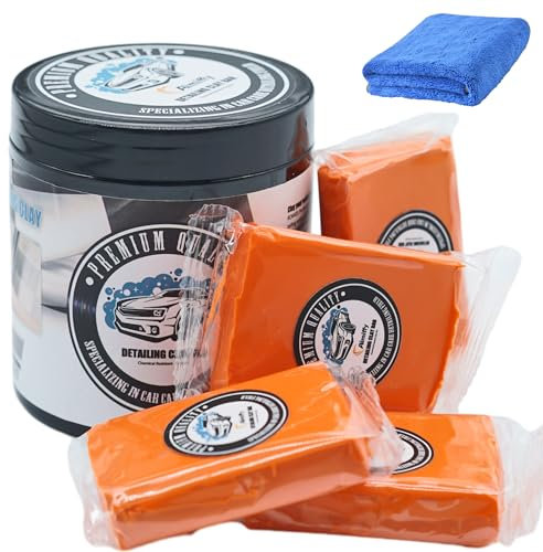 Aimiffy Reinigungsknete Auto Car Clay Bar 4 PCS 100g Reinigungsmasse Lackreinigungsknete zur Reinigung von Autolack,mit Mikrofaser-Handtuch,knete autoreinigung,polnisches Fensterglas