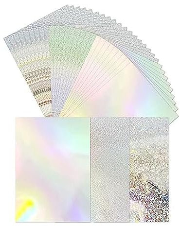 Correa 30er-Pack Metallischer Holografischer Karton, Glänzender Fluoreszierender Dicker A4-Karton für die Kartenherstellung und Scrapbooking