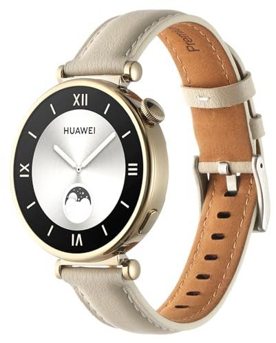 Mjukt äkta läderarmband kompatibelt med Huawei Watch GT4 41 mm/GT5 41 mm, 18 mm ersättningsarmband för Huawei GT5 Pro 42 mm tillbehör (mjölkvit)