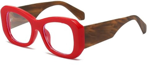 MUTYNE Modischer blockierender Brillenrahmen für Damen, Anti-Platten-Brillenrahmen, klare dekorative Brillen, rot, Einheitsgröße