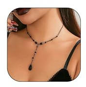 Frodete Gothic Necklace for Women Vampire Necklace Y2k Necklace Black Red Necklace Teardrop Pendant Necklace Necklace Y2k Crystal Choker Necklace Vampire Accessories Woman Witch Outfits for Woman