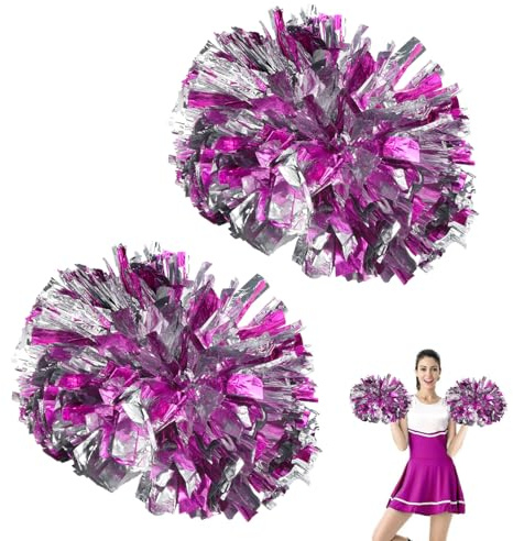 Suchoow 2 PCS Metallic Cheerleading Pom Poms Cheering Squad Pompoms, Used for Cheerleading Sports Meets Sports Competitions Dance