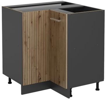 Vicco Eckunterschrank R-Line, Artisan-Eiche, 75.6 cm, AP Anthrazit, zur freien Kombination innerhalb modularer Küchensysteme