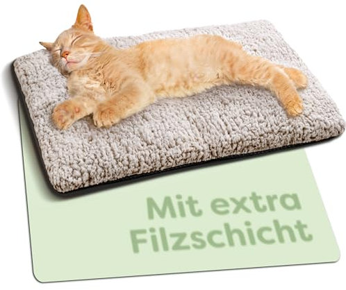 Knupis Selbstheizende Decke für Hunde & Katzen Braun 60x45cm - Weich & kuschelige Katzendecke - Geräuschdämpfung - Waschbarer Bezug - Mit Rutschfester Unterseite