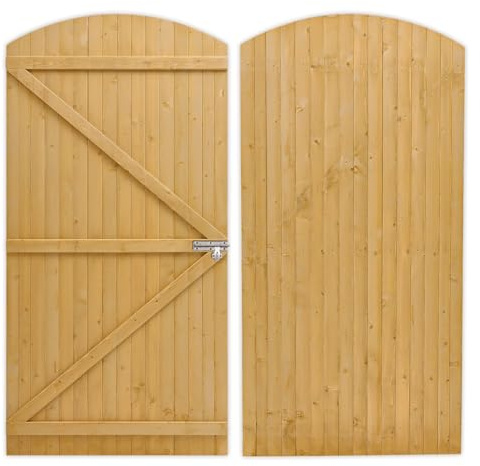 DKIEI Wooden Garden Gate, 90x210 cm Wooden Gate for Garden, 2.5cm Thickness Fully Framed Wood Door with Latch and 3 Hinges for Pathway Garden Entrance, Farm House, Pasture