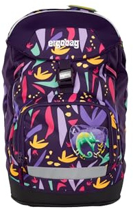 ergobag Prime Zaino Scolastico elementare per Bambini, Idrorepellente, ergonomico, 20 litro, 1100g JungleBear - Lilla