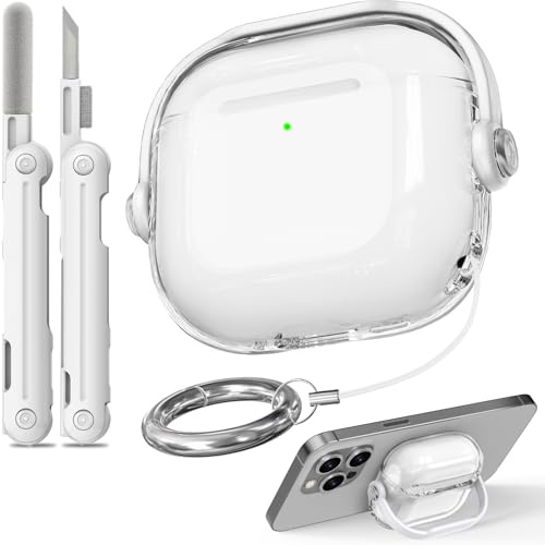 Custodia di sicurezza per AirPods 4, custodie trasparenti in TPU per Apple AirPods 4 USB-C con kit di pulizia, protezione contro le cadute, custodia per AirPods 4 da uomo per donna con serratura e