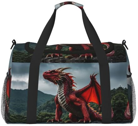 Seesack für Reisen, Majestic Red Dragon Weekender Overnight Seesack, Handgepäcktasche, Turnbeutel für Damen und Herren, persönliche Gegenstände, Reisetasche