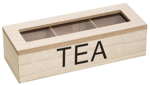 Boîte de rangement en bois Générique - Boîte à tas avec 3 compartiments pour sachets de thé, argent et autres petits articles