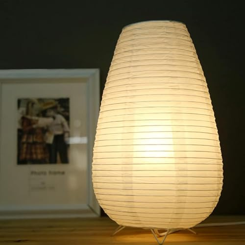 OKSANO Nachttischlampe Papier und Chrom Stehlampe Raum Dekoration Festival Laterne Licht Nachttisch Schreibtischlampe Schlafzimmer Kommode Wohnzimmer College Dorm Kaffee (23 * 23 * 35CM)