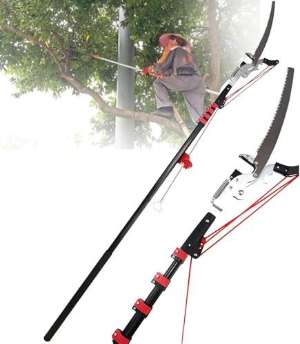 Svettatoio a pertica professionale con taglio a cricchetto,Segaccio su asta telescopica,Sega Ad Asta Telescopica,Tagliarami Manuale,Sega Per Potatura,Per Potatura,per segare o tagliare i rami(5.4M (18