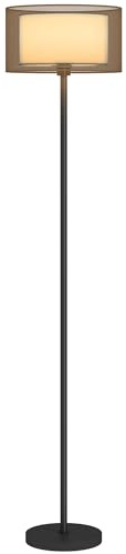 HOMCOM Stehlampe, Stehleuchte mit E27 Fassung, zweifarbigem Lampenschirm aus Stoff, Standlampe mit Fußschalter Standleuchte für Wohnzimmer, Schlafzimmer, exkl. Leuchtmittel, Schwarz