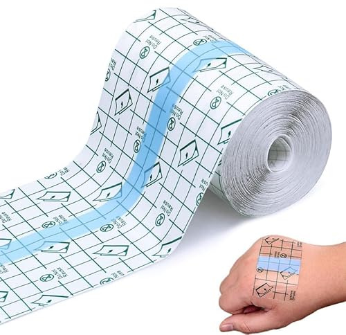 Azlanway Cerotto per doccia, impermeabile, grande, trasparente, 15 cm x 2 m, pellicola protettiva traspirante, Second Skin, pellicola protettiva ritagliabile per tatuaggi, ferite, copertura ferite