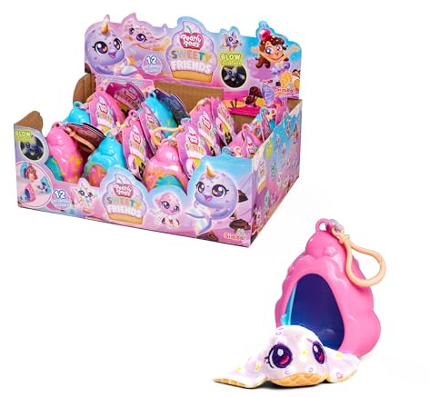 Simba Toys - Pearly Pods Sweety Friends, 12-Fach Sortiert, es Wird nur EIN Artikel geliefert, Plüsch mit Leuchteffekt, 8cm, seltene Meerjungfrau und Perle, Muschel-Anhänger, ab 3 Jahre