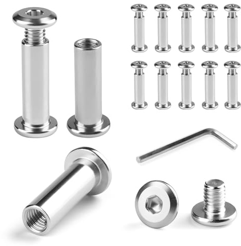 Verbindungsschrauben M6 x 25 Hülsenschrauben,12 Stück Möbel Schrauben Φ8mm Gewindehülse Möbelschrauben Edelstahl A2 V2A Schrankverbinder Hülsenmutter für Schränken,Holzbret,Möbelverbinder