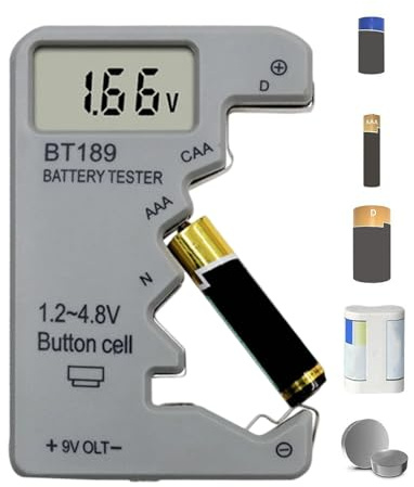 Batterietester Für Alle Batterien, Kleine Batterieprüfgerät Mit LED Anzeige, Batterie Messgerät, Batterie Tester Haushalt Für 3A, AA, C, 9v, Knopfzellen