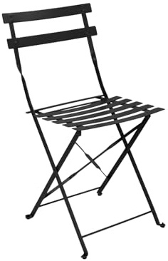 Vaukura Silla Exterior Plegable de Acero Resistente para jardín, terraza, Patio o balcón – Diseño bistrot Estilo Moderno – Acabado anticorrosivo – Negra, Blanca o Verde Oliva – Modelo Aime (Negro)