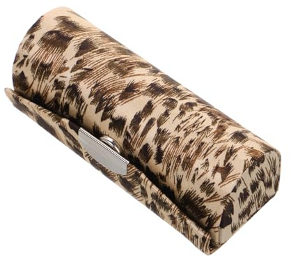 Healvian Leopard Print Satin Lipstick Box with Embroidered Design Compact Cosmetic Organizer Case Mini Lipstick Holder Protective Cover for Travel