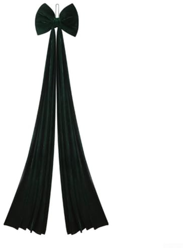UrbanHui Grande fiocco di velluto per albero di Natale, 40 x 200 cm, nastro di peluche rosso per albero di Natale, porta d'ingresso, giardino, decorazione per feste (verde scuro)