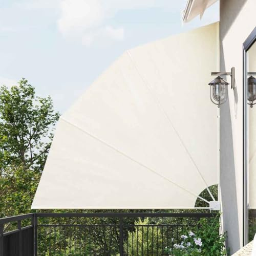 HaoChrymec Faltbarer Balkonfächer mit Polyesterstoff, Stahlrahmen, UV- und Witterungsbeständig, Sichtschutz, Balkonfächer Klappbar, Balkon Windschutz, Creme, 210 x 210 cm