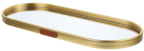 LALADEFIEE Bandeja Organizadora Dorada Pequeña Bandeja Espejo Elegante de Aluminio y Vidrio para Almacenar Joyas y Cosméticos para Mesas y Centros de Boda