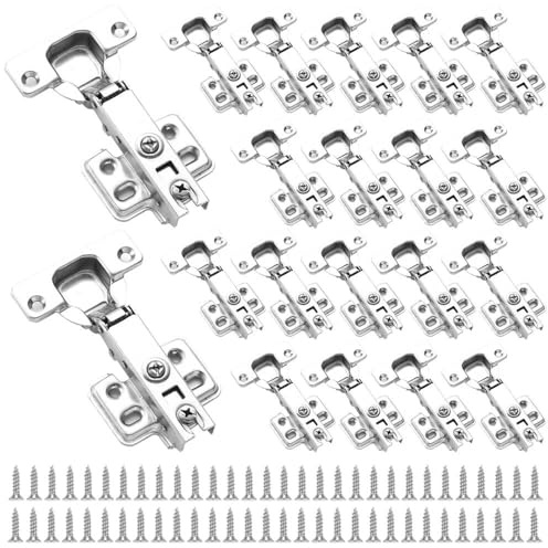 20 PCS Soft Close Cabinet Hinges - Cold Rolling Door Hinge with Screws - Standard Full Overlay Mute Hydraulic Kitchen Cupboard Hinges (20)