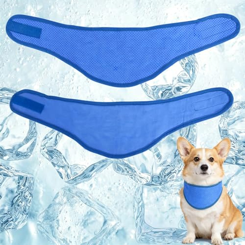 Dog Cooling Bandana, Instant Cooling Bandanao for Dogs, Adjustable Reusable Cooling Pet Neck Wrap Dog for Summer Outdoor Use(Blue, M)
