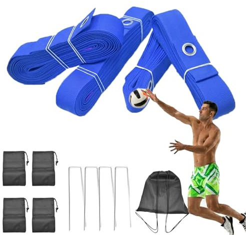 Beachvolleyball Linien Set 8x16m, Wetterfeste Spielfeldmarkierung Aus Reißfestem Nylon Mit Edelstahlspikes, Tragbare Volleyball Linien Für Sand Rasen Und Garten, Outdoor Sport (Schwarz)