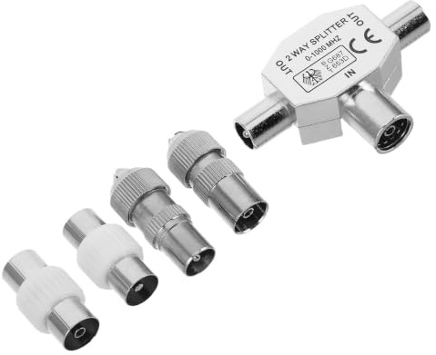 VICASKY -way Coaxial Cable Splitter with Zinc Alloy and Pe Material 1-female to 2-male Tv Antenna Signal Distributor for Stable Transmission and Space Saving