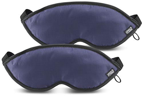Lewis N. Clark Comfort Eye Mask + Sleep Aid to Block Light for Travel, Airplane, Hotel, Airport, Insomnia + Headache Relief with Adjustable Straps, 2 Pack, Blue