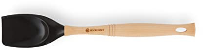 Le Creuset Cucchiaio Spatola da Cucina con Testa Removibile in Silicone,Legno, Lunghezza 32 cm, Nero, 93007603140002