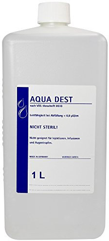 SANISMART | Aqua Dest | 1 L destilliertes Wasser | Reine Qualität | Für technische & medizinische Anwendungen