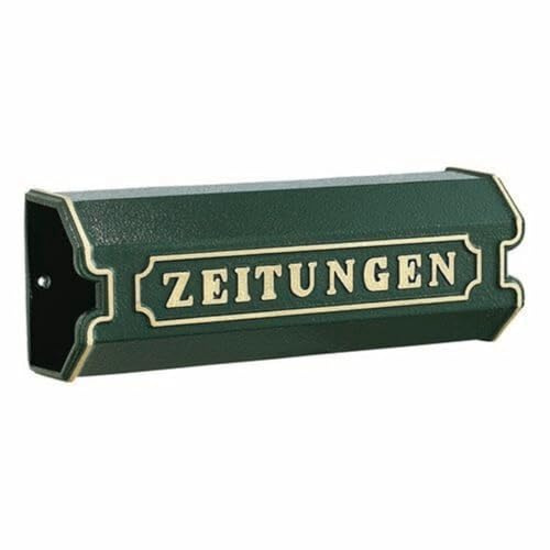 Burg-Wächter tidningsbox med text, alu guss, 1890 GR, grön