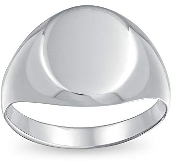 Bague Sceau Ovale Gravable Initiale Simple de Base en Argent Sterling .925 pour Hommes Femmes Adolescents Finition Polie Brillante